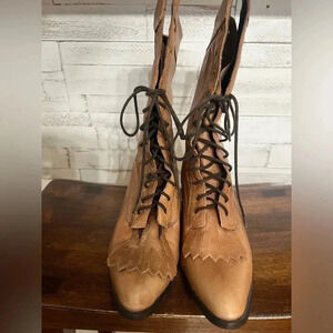 Durango Women's Brown Leather Lace Up Western Prairie Ankle Boot Size US 7